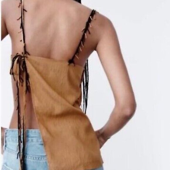 NWT New ZARA Asymmetric Top With Beads Size S - Picture 3 of 10